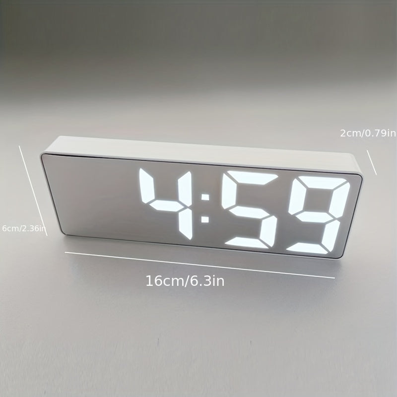 Latest Digital Clock, LED Alarm Clock for Bedroom, Electronic Desk Clock with Temperature Display, Adjustable Brightness, 12/24 Hour, Bedroom Wall Clock (No Battery, No Adapter)