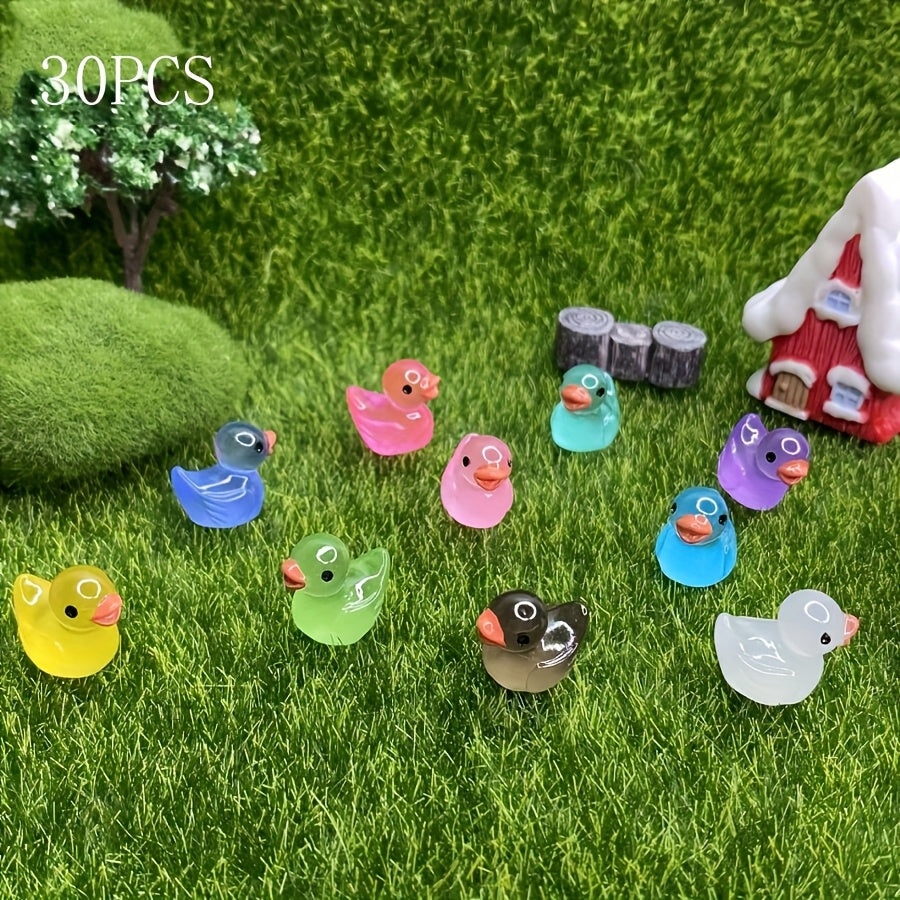 30/55pcs Glow In Dark Duck, Mini Duck, Duck Toys Set, Mini Plastic Realistic Duck, Glow Toys For Goody Bag Stuffers, Party Favors Supplies Easter Gift