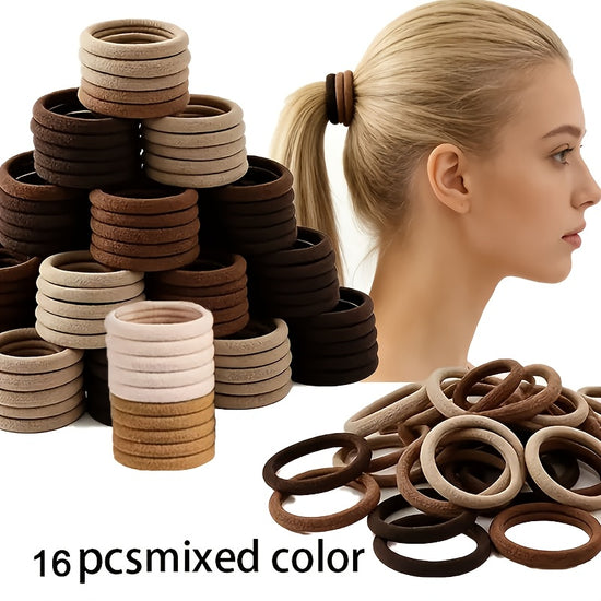 8/16pcs Mixed Color Simple Style Hair Ties, Non-Slip Elastic Headbands, Durable Clothing Hair Clips, Suitable for Daily Use