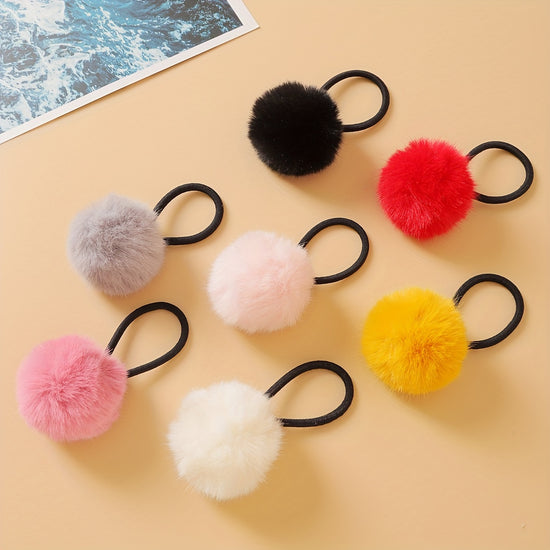 Candy Color Pompom Hair Rope Internet Celebrity High Ponytail Hair Tie Hair Rope Fluffy Hair Band Hair Additions