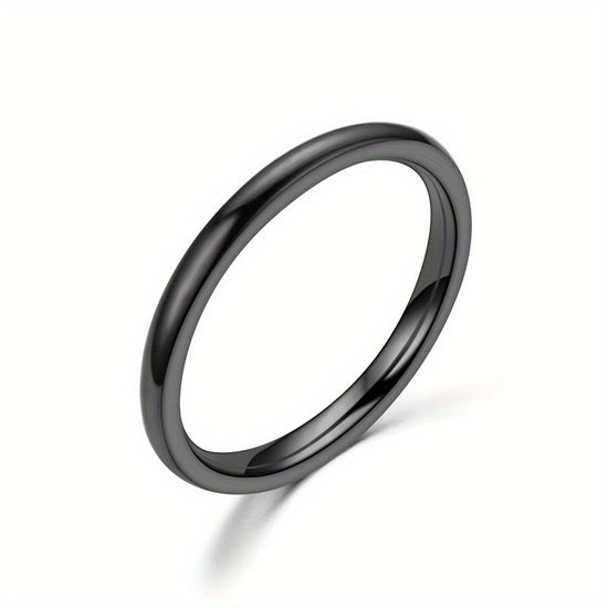1pc Men's Minimalist Stainless Steel Ultra-Thin Dual-Layered Polished Ring - Sleek Modern Design for Casual Attire, Durable Comfort Fit Casual Jewelry, Unplated Metallic Finish - Black / #7