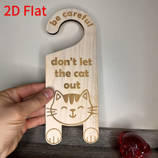 2D Flat, Suitable for All 4 Seasons: 2D Flat, 1pc Wooden Cat-shaped "Do Not Let the Cat Out" Wooden Door Hanging Warning Plaque Sign, Be Careful, Do Not Let the Cat Out, Wooden Door Hanging Warning Plaque Decoration, Door Hanging Warning Plaque