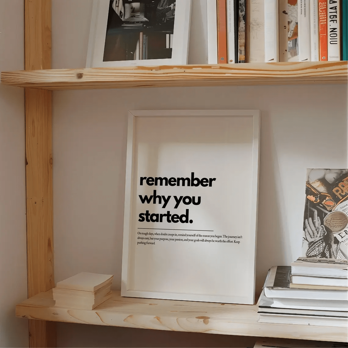1pc "Remember Why You Started" Motivational Quote Wall Art Poster - Uplifting Printable Goal Reminder Sign Suitable for Home Office, Bedroom, Living Room Decor - Unframed Housewarming Gift, Positive Affirmation Decoration