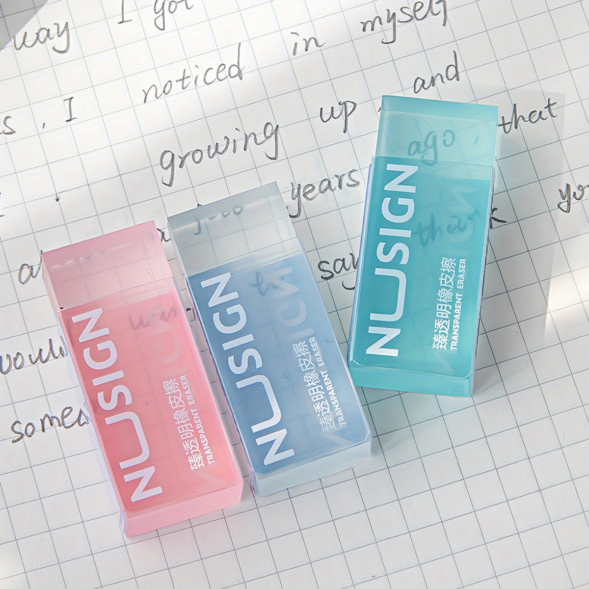 Deli Lovely Eraser for Ins Simplicity Solid Color Eraser Transparent Visible Pencil Eraser Back to School Cute Student Supplies (Color Random)