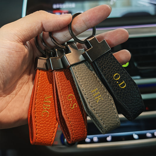 personalized car key chain made of ultra-fine fiber artificial PU Leather, personalized name customization, fashionable accessories suitable for both men and women, very suitable as gifts on birthdays such as Father's Day and Mother's Day