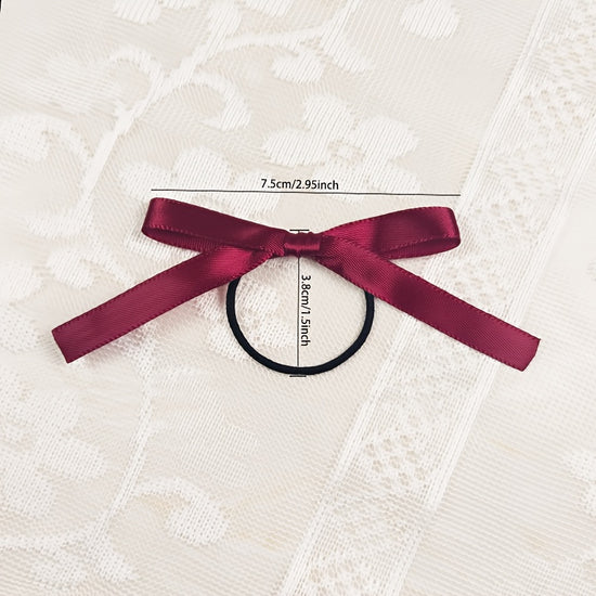 2pcs of Fashionable, Sweet, and Cute Bow Hair Ties, Versatile Burgundy and Black Bow Hair Ties, Suitable for Daily Wear as Hair Accessories