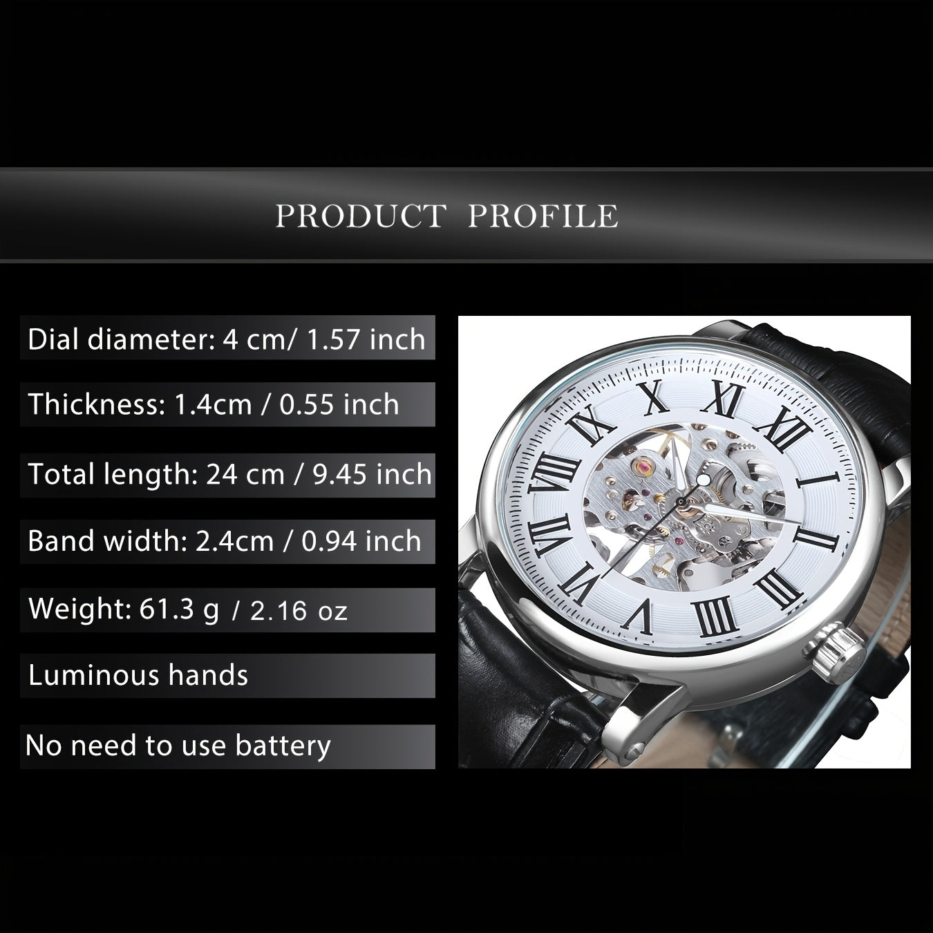 1pc Fashion Business Mechanical Watch for Men Luminous Hands Classic Mens Watches Top Brand Luxury Wristwatches