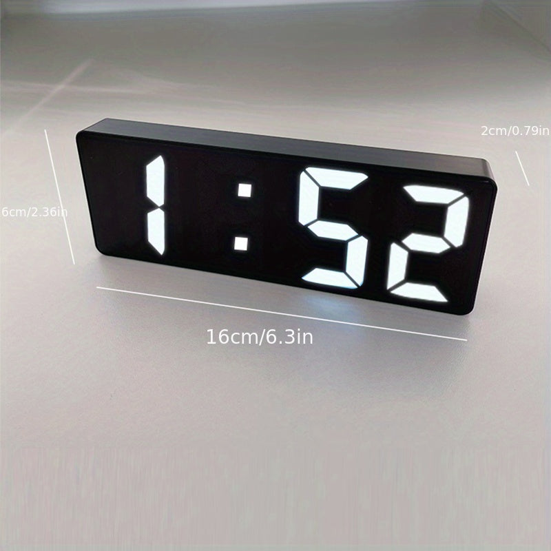 Latest Digital Clock, LED Alarm Clock for Bedroom, Electronic Desk Clock with Temperature Display, Adjustable Brightness, 12/24 Hour, Bedroom Wall Clock (No Battery, No Adapter)