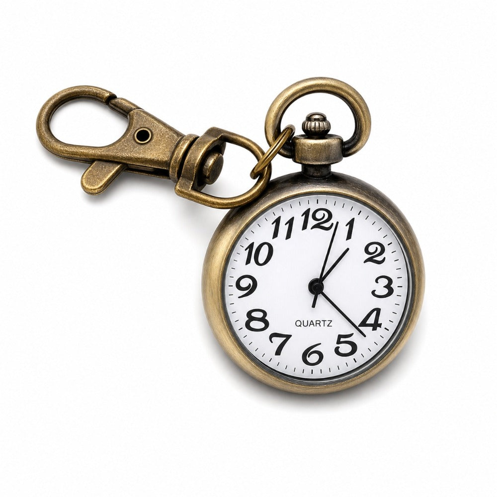 2pcs Vintage Bronze Large Arabic Numerals Mini Quartz Pocket Watch with Lobster Clasp Clip, Portable Hanging Timepiece for Men Women Elderly, Ideal Fathers Day Birthday Christmas Gifts