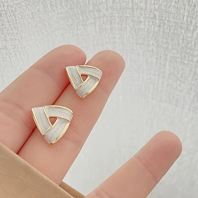 Triangular Dripped Glaze Earrings Women'S Influencer Hot Style Stud Earrings Women'S Korean Easy Temperament Fashion Ear Jewelry Ear Drop Women