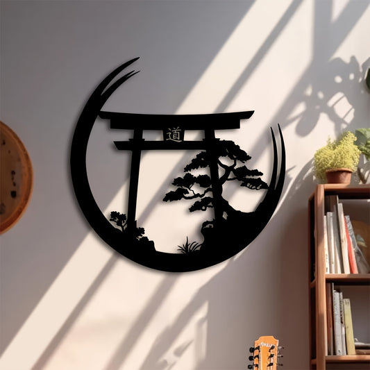 2D Flat - [2D Flat] 2Dflat2D Flat Japanese Bonsai Tree Torii Gate Wall Sculpture - Art Deco Style Acrylic Wall Sculpture, Elegant Indoor And Outdoor Hanging Decoration, New Home Wall Painting Gift, Wall - Suitable for All Holidays And Birthdays!