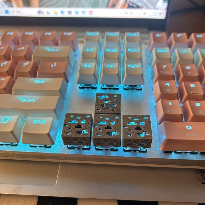 3-Pack Pixel Style Mineral Keycaps -- Translucent Keycaps for Mechanical Keyboards / Suitable for Various Keyboards | Exquisite Gift, Birthday Present