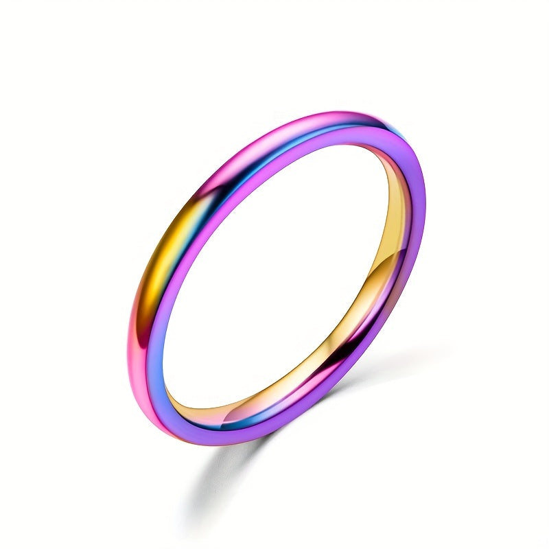1pc Men's Minimalist Stainless Steel Ultra-Thin Dual-Layered Polished Ring - Sleek Modern Design for Casual Attire, Durable Comfort Fit Casual Jewelry, Unplated Metallic Finish