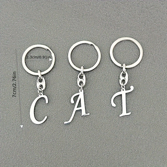 1pc Fashionable Stainless Steel 26-Letter Keychain - The Perfect Choice for Men's Backpacks and Car Accessories, Minimalist Pendant