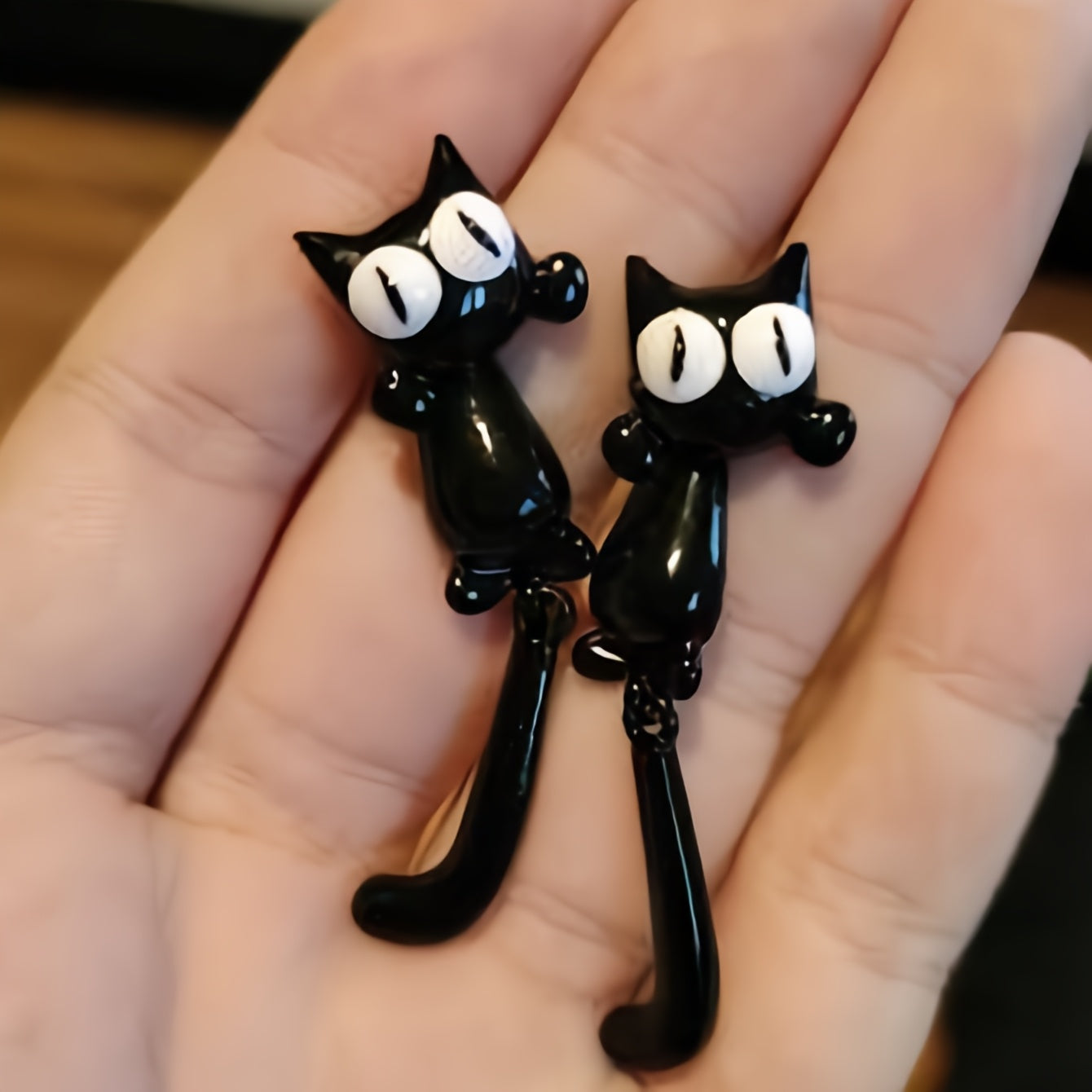 1 Pair Cute Black Cat Stud Earrings for Women & - Creative Gift, Alloy Posts, Playful Cartoon Design for Casual Attire, Novelty Earrings