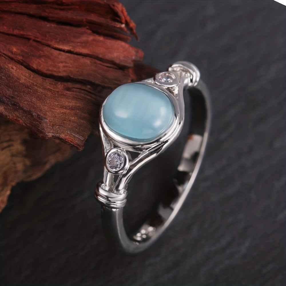 European And American Style Simple And Atmospheric Cat's Eye Stone Ring, Women's Fashionable And Versatile Jewelry