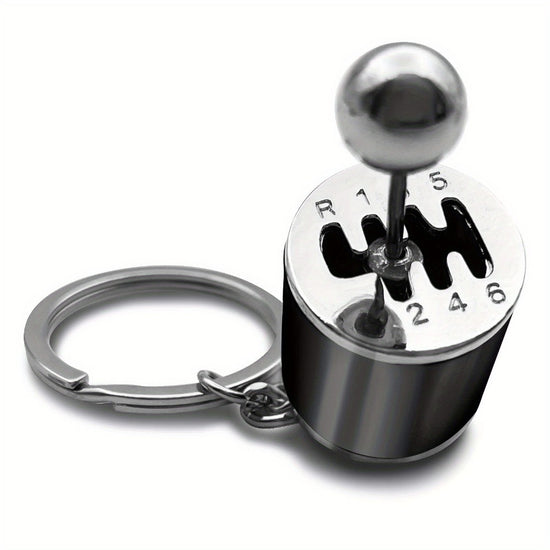 Realistic Mini Gear Shift Keychain - 6-Speed Car Gearbox Model with Metal Ball and Black/White Lever - Durable Metal Car Key Accessory, Perfect Christmas Gift, Polished Metal Finish, Stylish Design, Sturdy Construction, Car Collectible, Exclusive for