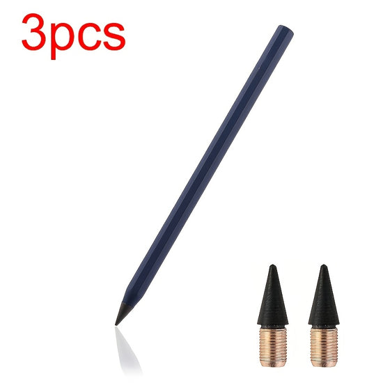 1pc/3pcs 1 Pen/1 Pen + 2 Refills, Metal Pencil with New Technology, Infinite Writing, Eternal Inkless Fountain Pen, Magic Pencil, Drawing Supplies, School and Office Stationery