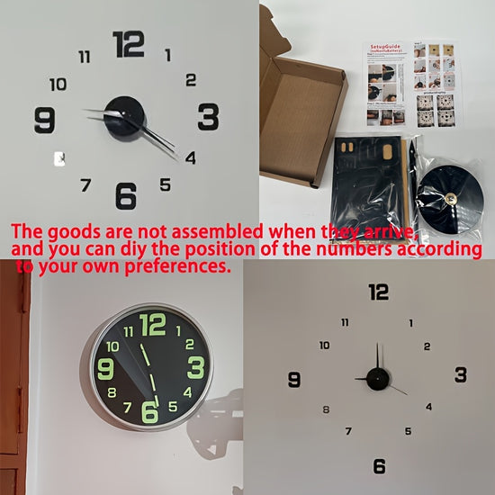 NONZHU Nordic Style Living Room Clock, DIY Acrylic Creative Clock Decoration, Simple Decoration Clock, Silent Wall Sticker Clock, Clock, Living Room and Bedroom Wall Sticker Creative Clock ((The Luminous Style Only Emits Light In Dark Environments)