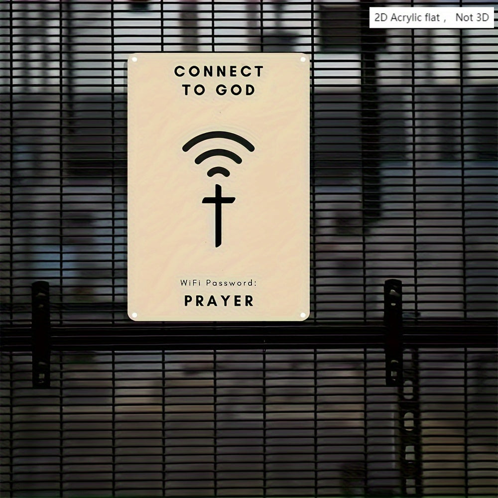 2D Flat, Connected to God" Christian Wooden Wall Art - WiFi Prayer Design, Suitable for Home, Hotel, Bar, Cafe Multifunctional Decoration, 2D Flat Christmas decorations