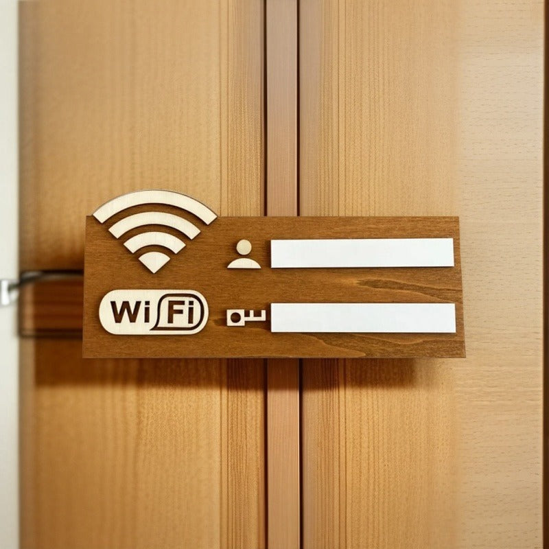2D Flat, Vintage WiFi Router Sign - No Power Required Password Plaque Suitable for Home Office Cafe Decor, Artificial/Brown Minimalist Suitable for Housewarming or Mother's Day Gift, WiFi Password Reminder Board, 2D Flat