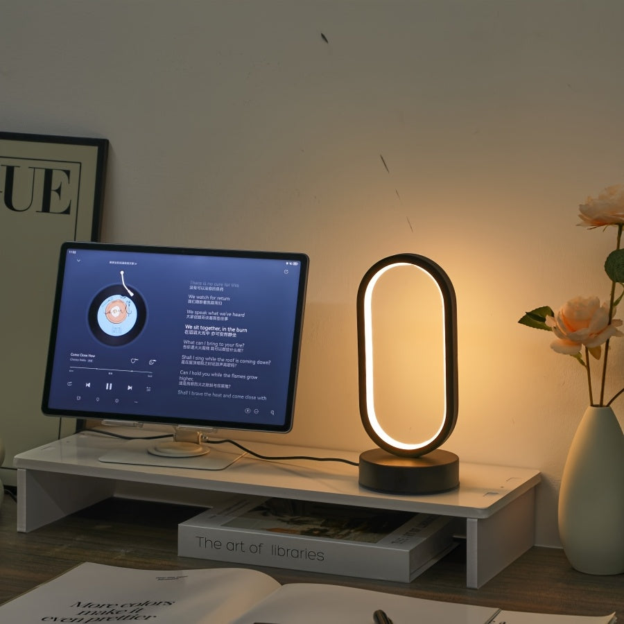 1pc AHFECTNY Modern Mini Table Lamp USB- with Dimmable 3-Color Adjustable, USB- Desk Lamp Suitable for Bedside, Office, Plug-in with Warm / /Neutral