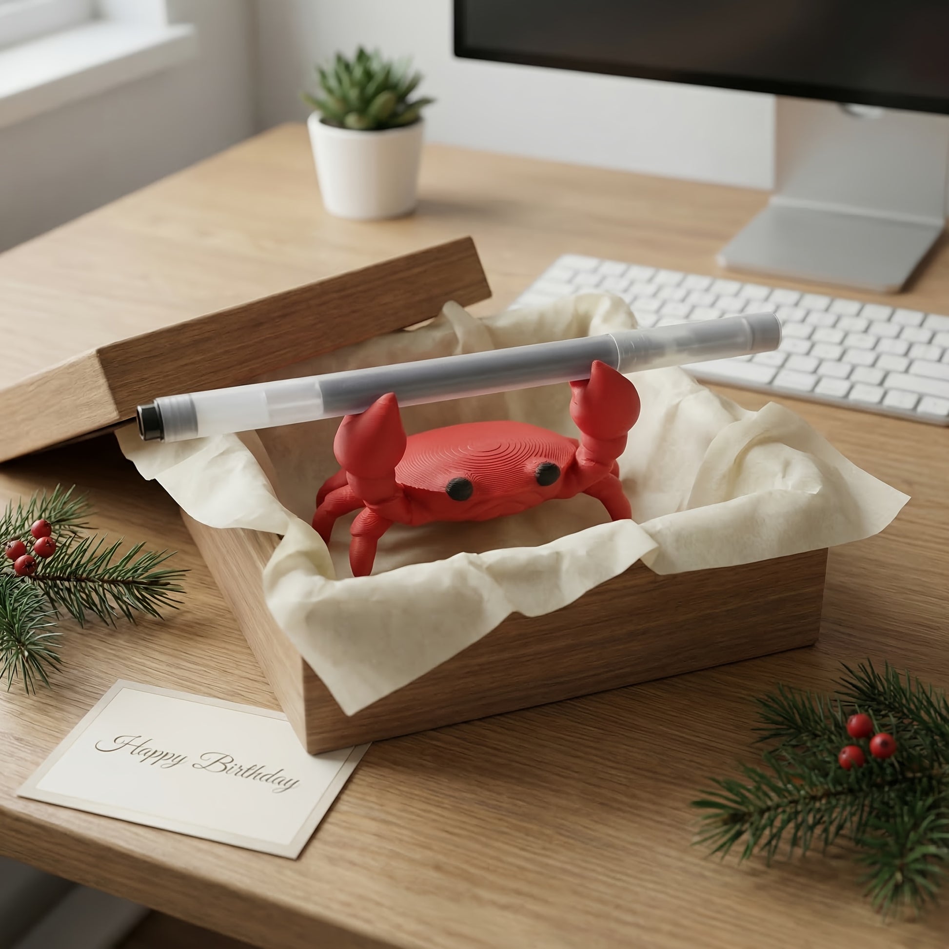 Cute Crab Pen Holder Creative Desk Organizer And Fun Desktop Decor for Home And Office