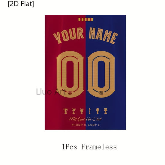2D Flat, Personalized Football Art Print Painting, 1pc Personalized Football Poster, Football Gift, Customized Football Wall Art, Football Gift, Boy Bedroom Decor, A Gift for Unique Gift for Football Lovers, Bedroom Living Room Wall Decor, Room Deco