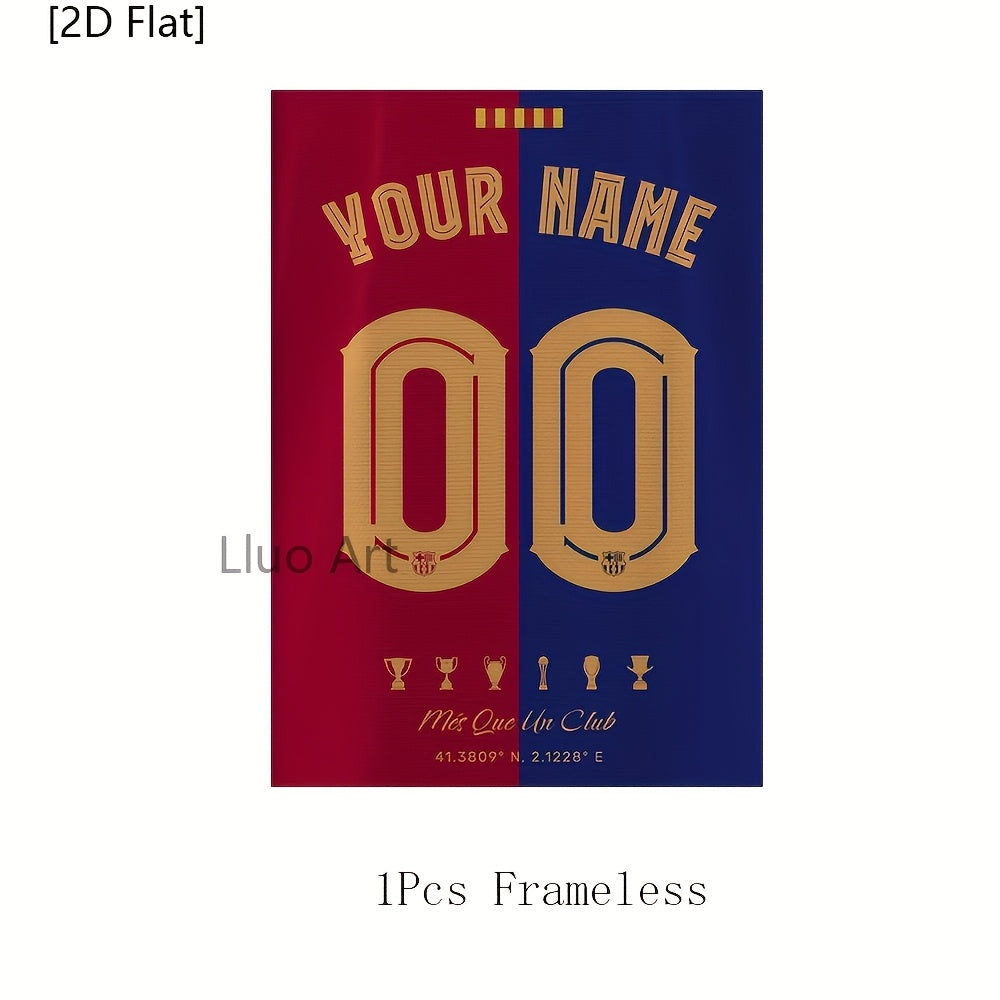 2D Flat, Personalized Football Art Print Painting, 1pc Personalized Football Poster, Football Gift, Customized Football Wall Art, Football Gift, Boy Bedroom Decor, A Gift for Unique Gift for Football Lovers, Bedroom Living Room Wall Decor, Room Deco