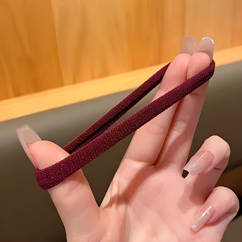 8/16pcs Mixed Color Simple Style Hair Ties, Non-Slip Elastic Headbands, Durable Clothing Hair Clips, Suitable for Daily Use