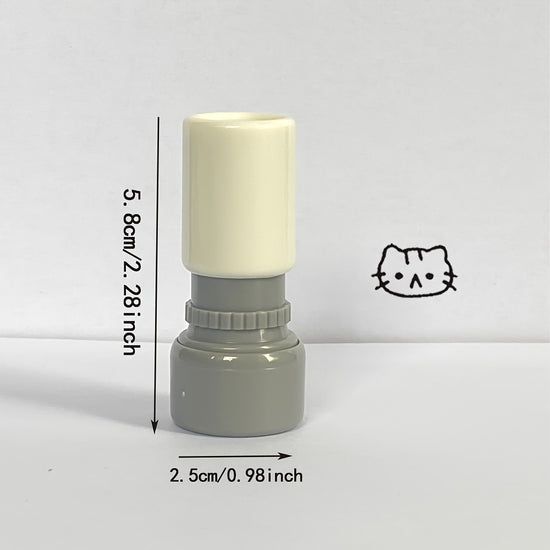 Mini Cat Emotion Stamps Cute Cartoon Scrapbook Decoration Stamps 6 Styles Expressions with Ink Pad Student Journal Check-In Kids Fun Stationery Portable Photosensitive Stamps