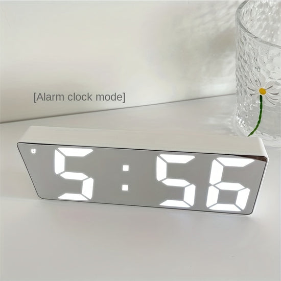 Latest Digital Clock, LED Alarm Clock for Bedroom, Electronic Desk Clock with Temperature Display, Adjustable Brightness, 12/24 Hour, Bedroom Wall Clock (No Battery, No Adapter)
