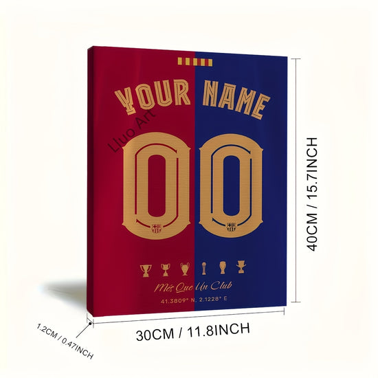 2D Flat, Personalized Football Art Print Painting, 1pc Personalized Football Poster, Football Gift, Customized Football Wall Art, Football Gift, Boy Bedroom Decor, A Gift for Unique Gift for Football Lovers, Bedroom Living Room Wall Decor, Room Deco