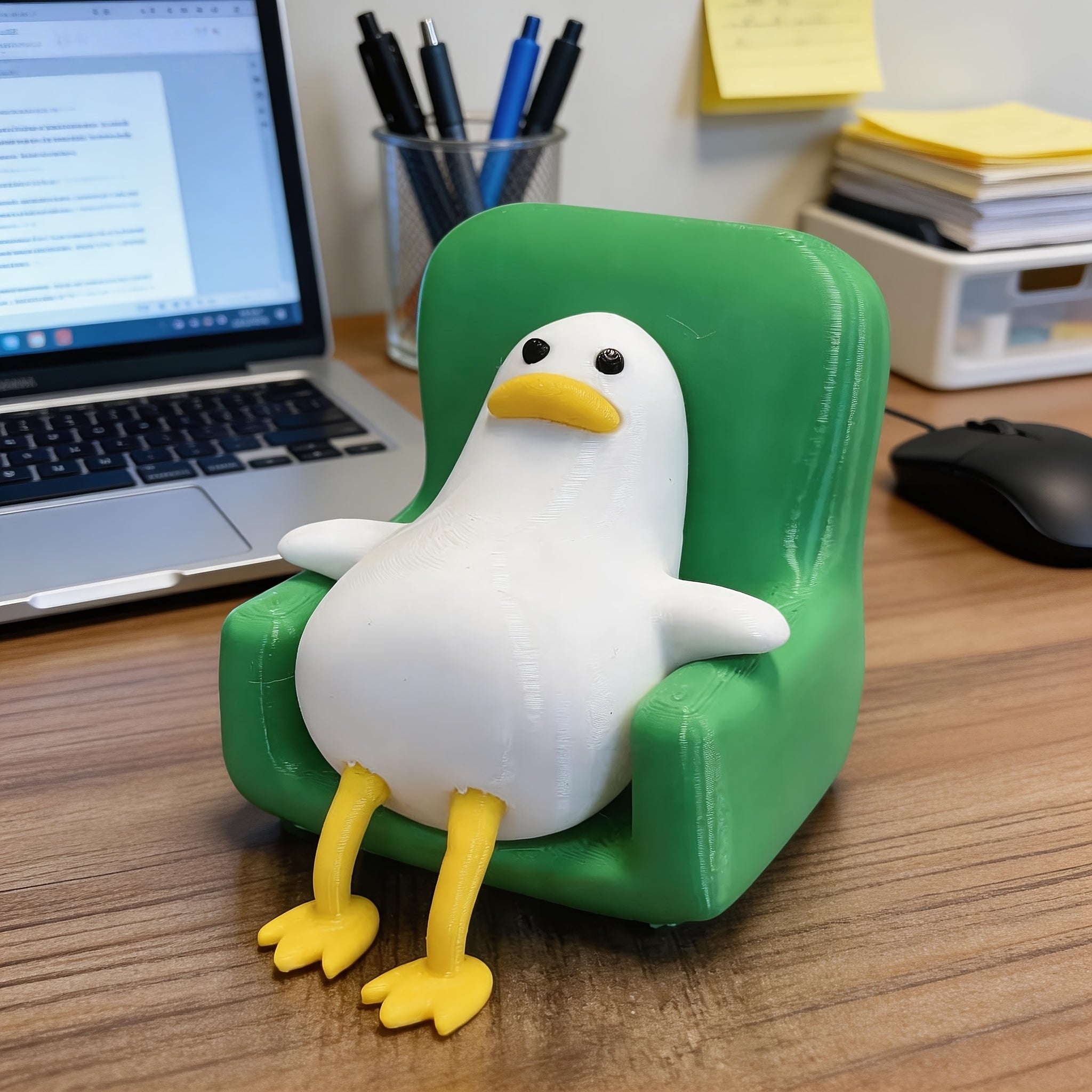 1pc Lying Duck, Funny Cute Expression, Compact Desktop Ornament, Creative Animal Shape