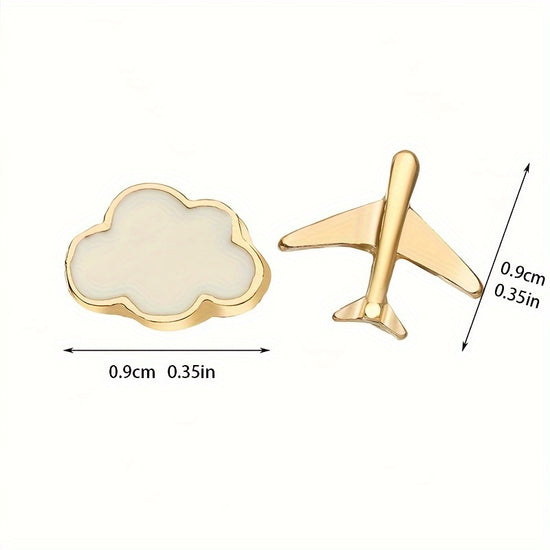 2pcs/Set Daily Minimalist Airplane Cloud Stud Earrings