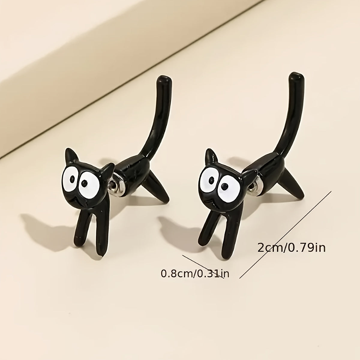 1 Pair Cute Black Cat Stud Earrings for Women & - Creative Gift, Alloy Posts, Playful Cartoon Design for Casual Attire, Novelty Earrings