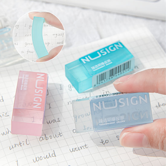 Deli Lovely Eraser for Ins Simplicity Solid Color Eraser Transparent Visible Pencil Eraser Back to School Cute Student Supplies (Color Random)