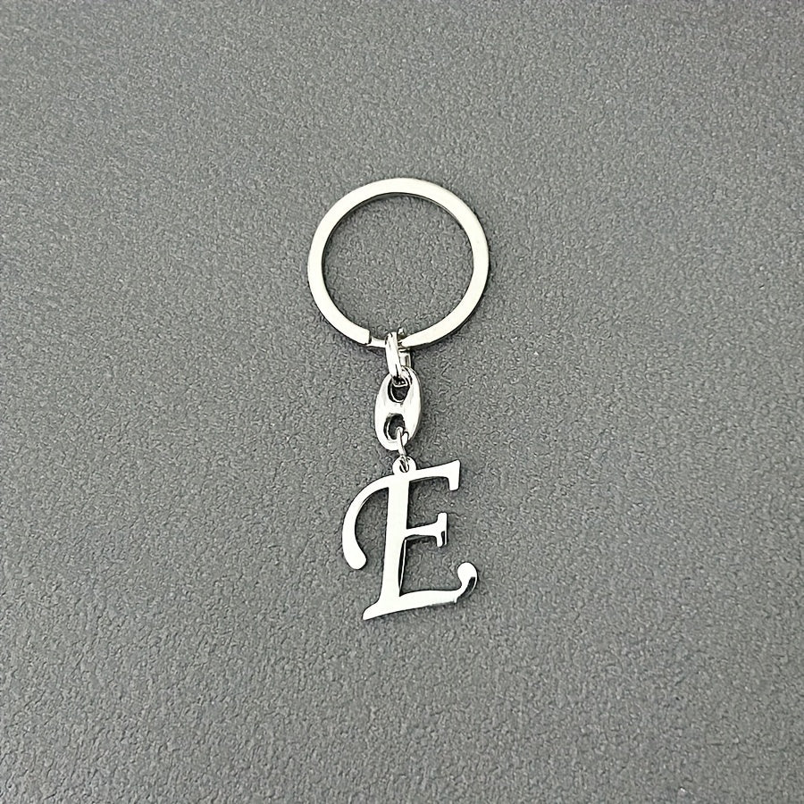 1pc Fashionable Stainless Steel 26-Letter Keychain - The Perfect Choice for Men's Backpacks and Car Accessories, Minimalist Pendant