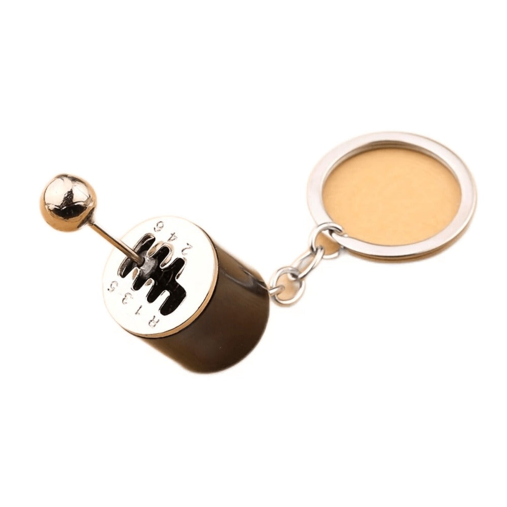 Realistic Mini Gear Shift Keychain - 6-Speed Car Gearbox Model with Metal Ball and Black/White Lever - Durable Metal Car Key Accessory, Perfect Christmas Gift, Polished Metal Finish, Stylish Design, Sturdy Construction, Car Collectible, Exclusive for