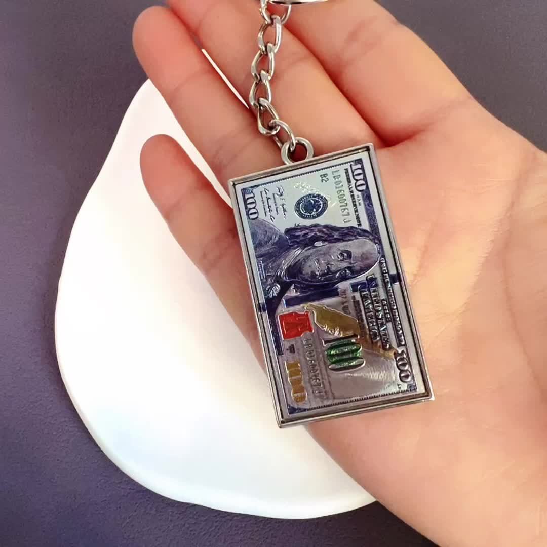1pc, Mini Replica Dollar Keychain, Cool And Fun Replica Currency Keychain, Wallet Backpack Car Key Accessory Gift for Friends