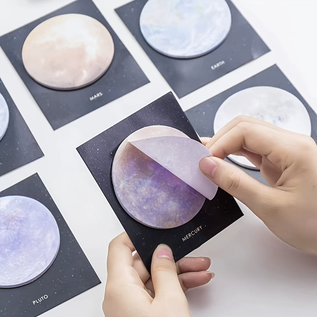 30 Sheets Per Book, 1/6pcs Planet Series Sticky Note Pads - Creative Celestial Body Memo Pad Set for Messages And Notes, Paper Material with Assorted Outer Space Designs - No Feathers