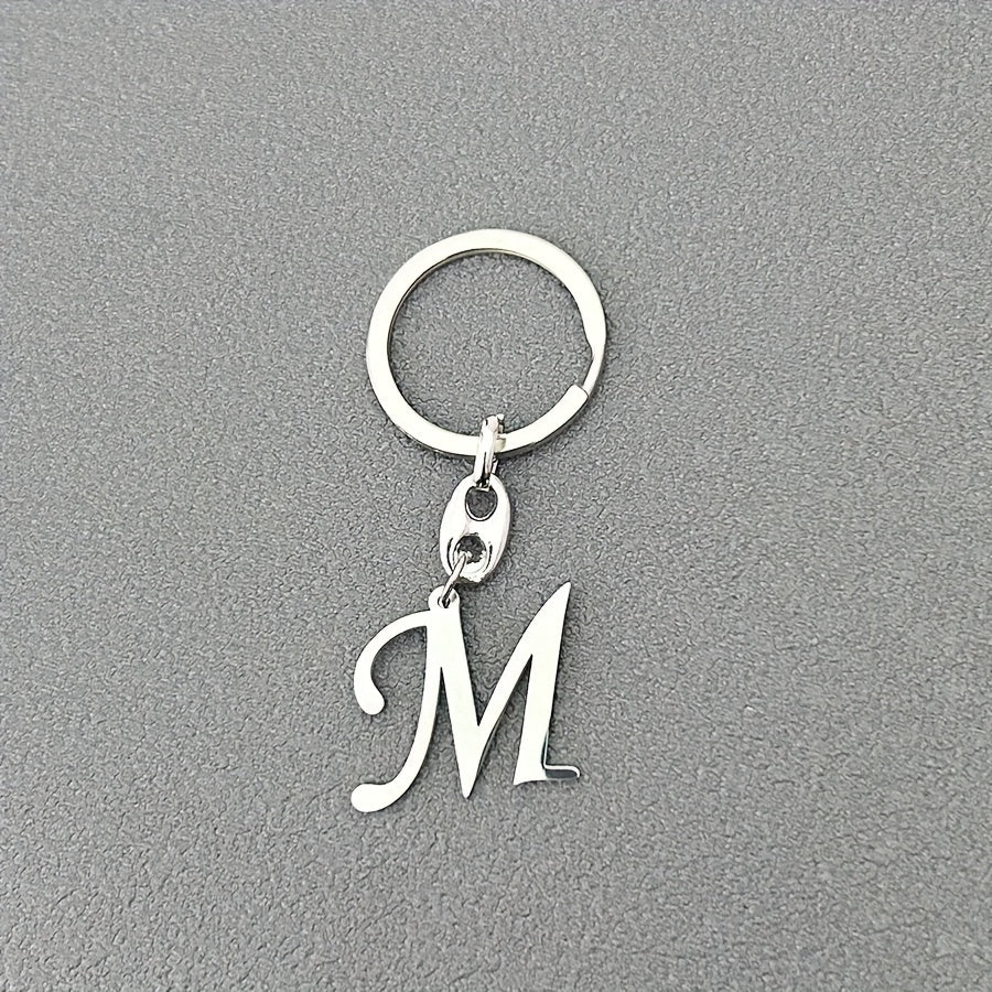 1pc Fashionable Stainless Steel 26-Letter Keychain - The Perfect Choice for Men's Backpacks and Car Accessories, Minimalist Pendant