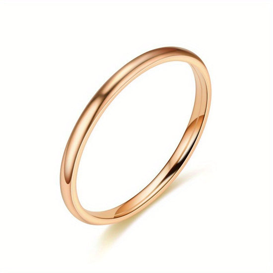 1pc 2MM Smooth Spherical Ring, Easy And Fashionable, Comfortable to Wear, Great Gift - Rose Golden / 11