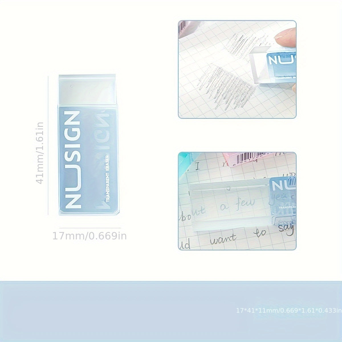 Deli Lovely Eraser for Ins Simplicity Solid Color Eraser Transparent Visible Pencil Eraser Back to School Cute Student Supplies (Color Random)