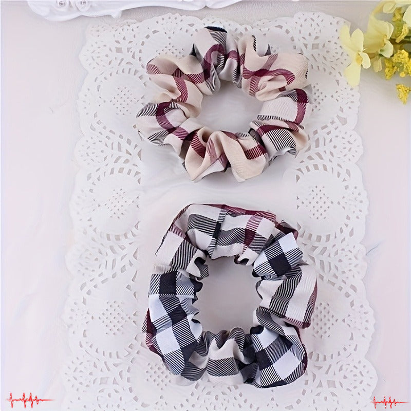 1 Check Hair Accessory Headband Dual Use Design Women's Elastic Hair Ties Fashion Practical Combined