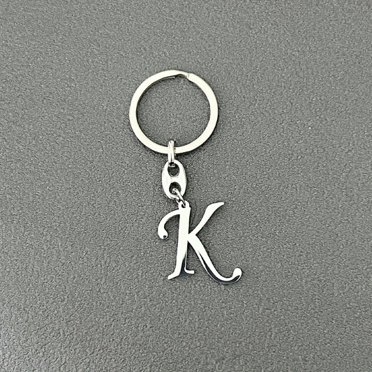 1pc Fashionable Stainless Steel 26-Letter Keychain - The Perfect Choice for Men's Backpacks and Car Accessories, Minimalist Pendant