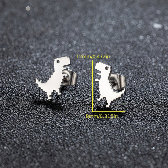 1-4 Pair New Fashion Minimalist Cute Female Stainless Steel Mini Dinosaur Stud Earrings for Jewelry Accessory Gifts