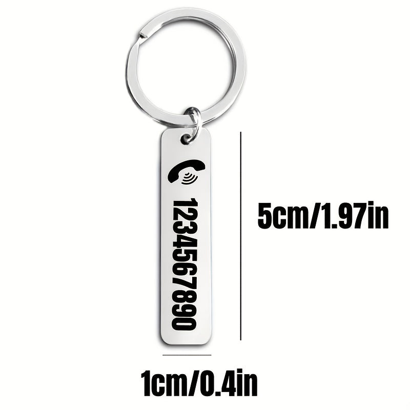 Custom Engraved Keychain - Personalized Name And Phone Number, Anti-Lost Double-Sided Design, Suitable for Events And Parties, Laser Engraved Custom Keychains