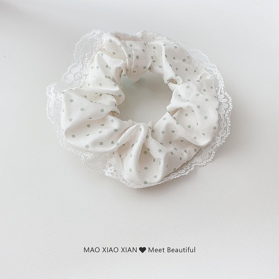 1/3pcs Sweet Lace-Trimmed Polka Dot Print Ponytail Holder, Elegant Sweet Fairy-Style Hair Tie, Versatile Korean-Style Durable Hair Elastic, Women's Hair Accessory, Valentine's Day Hair Accessory