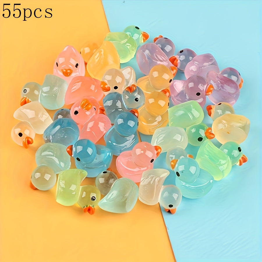 30/55pcs Glow In Dark Duck, Mini Duck, Duck Toys Set, Mini Plastic Realistic Duck, Glow Toys For Goody Bag Stuffers, Party Favors Supplies Easter Gift
